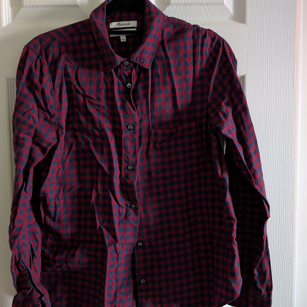 Madewell Red/Navy  Buffalo Plaid Button Shirt